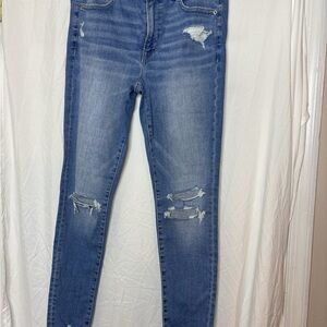 American Eagle Outfitters Blue Ripped Skinny Jeans
